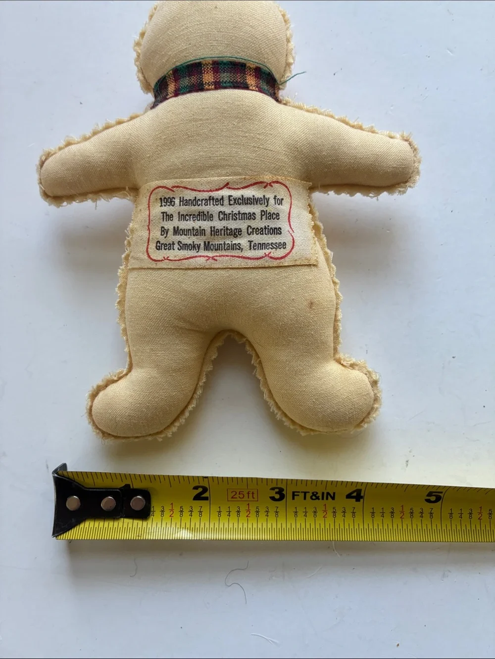 Handmade 1996 Holiday Gingerbread Doll with Scarf